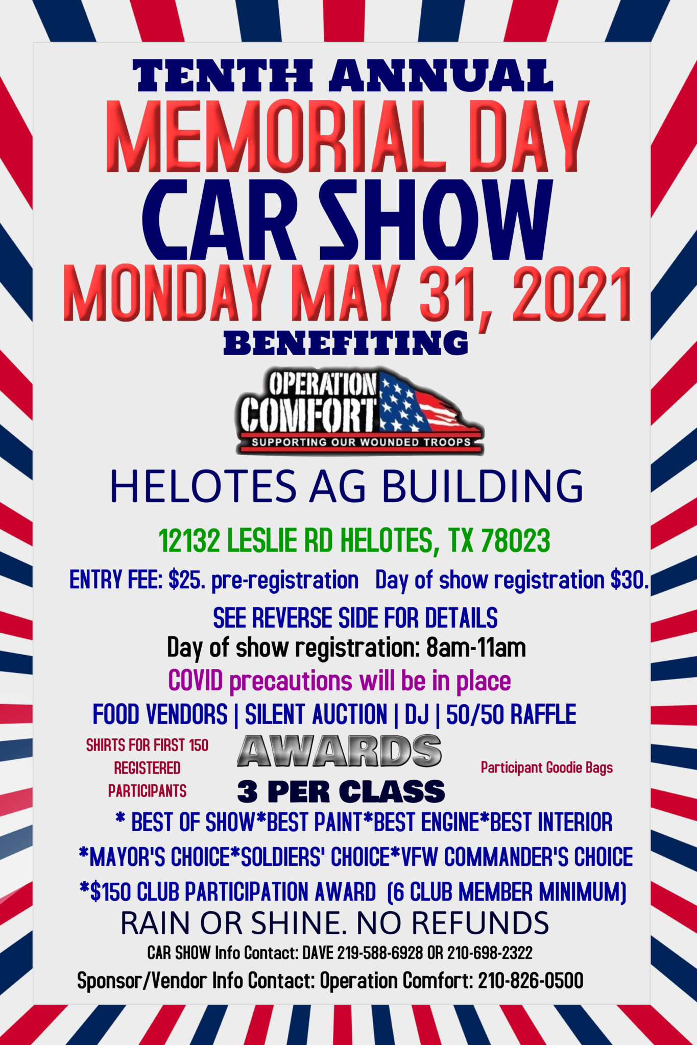 10th Annual MEMORIAL DAY CAR SHOW Operation Comfort